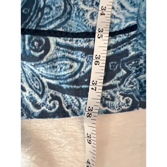 J. Jill Love Linen Paisley Sleeveless Sun Dress Pockets Blue Tunic 100% Linen - Picture 4 of 5